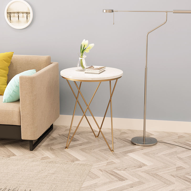 SAMORE Side Round Table Coffee Tea 40*60(Gold) Nordic style rock beam ...