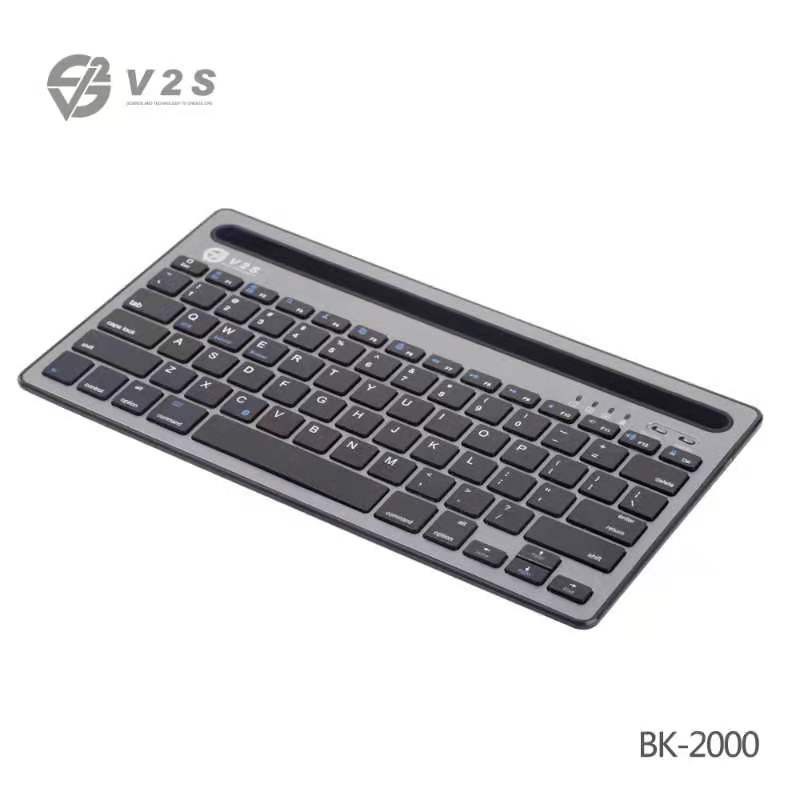 V2S BK2000 10Inches Wireless Bluetooth Slim Keyboard With Phone Holder