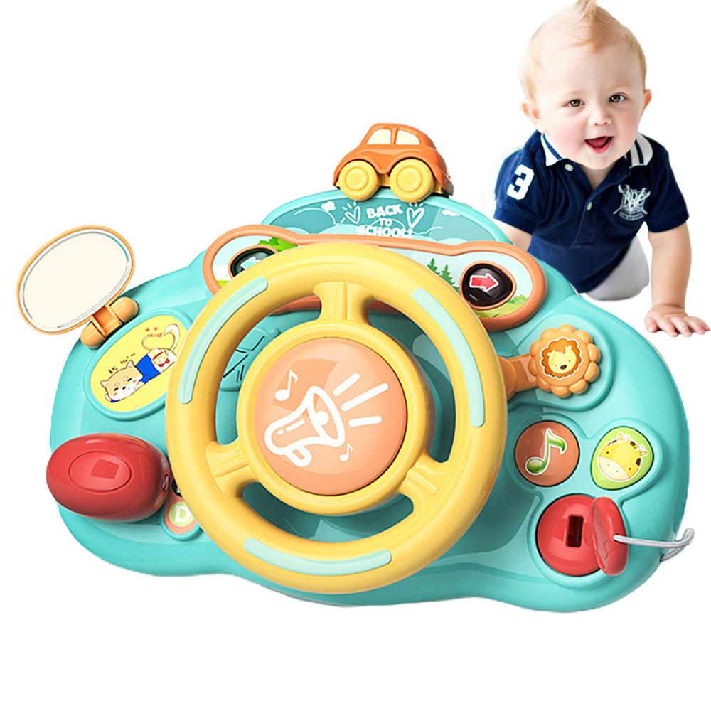 (HOT)Cartoon Kids Steering Wheel Toy With Lights Music Simulation