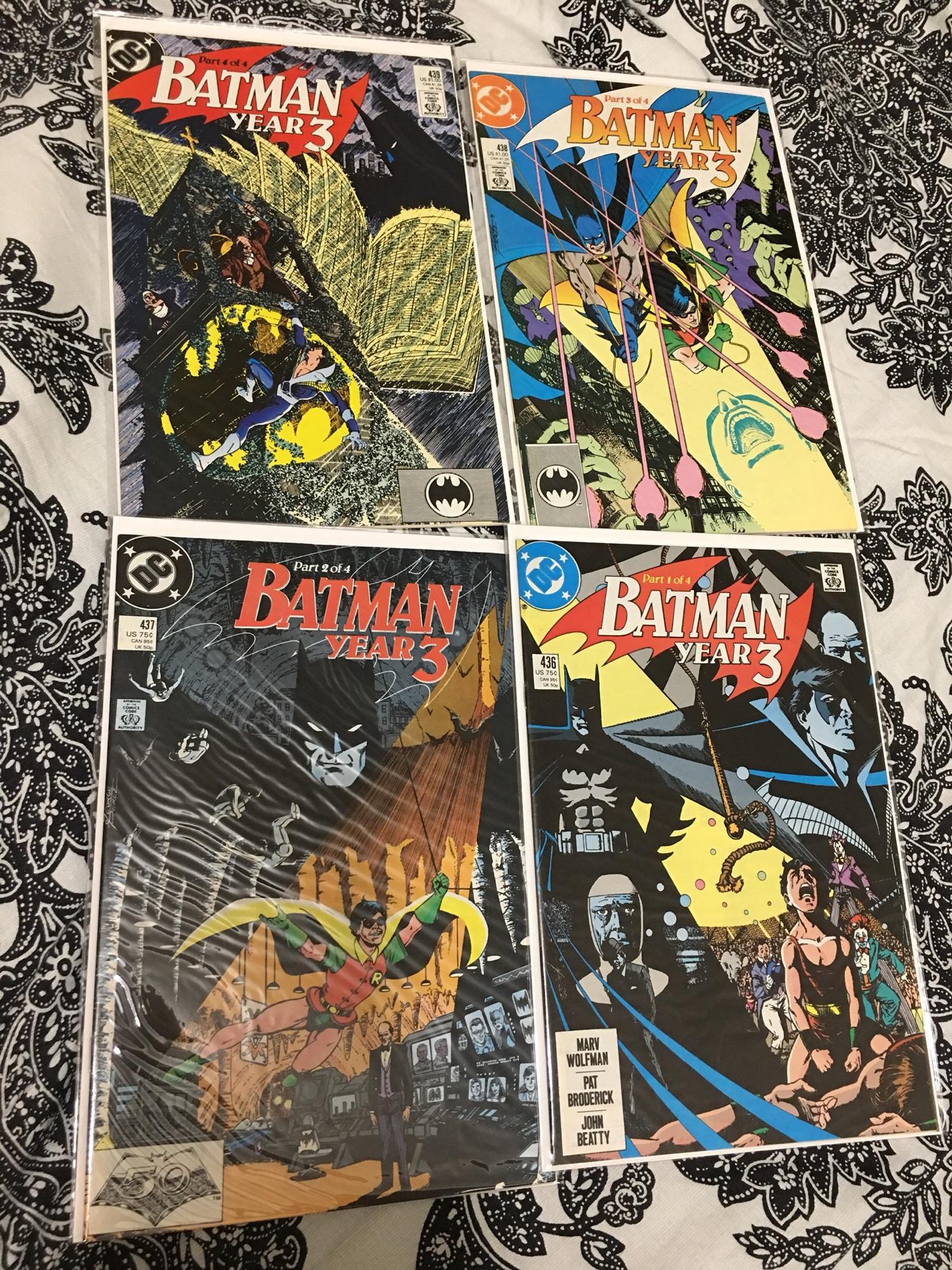 Batman Year 3 Complete set 1- 4 Batman 436 437 438 & 439 By DC Comic Book  Original Comic Cartoons Super Heroes Collection Collectibles Reading Kid  Booked Book For Sale Your Comic