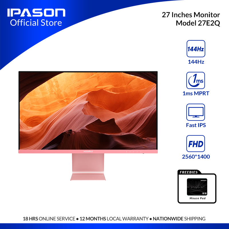 KOORUI 27E2Q Portable PINK Monitor 27 Inch Computer Gaming Monitor 2K