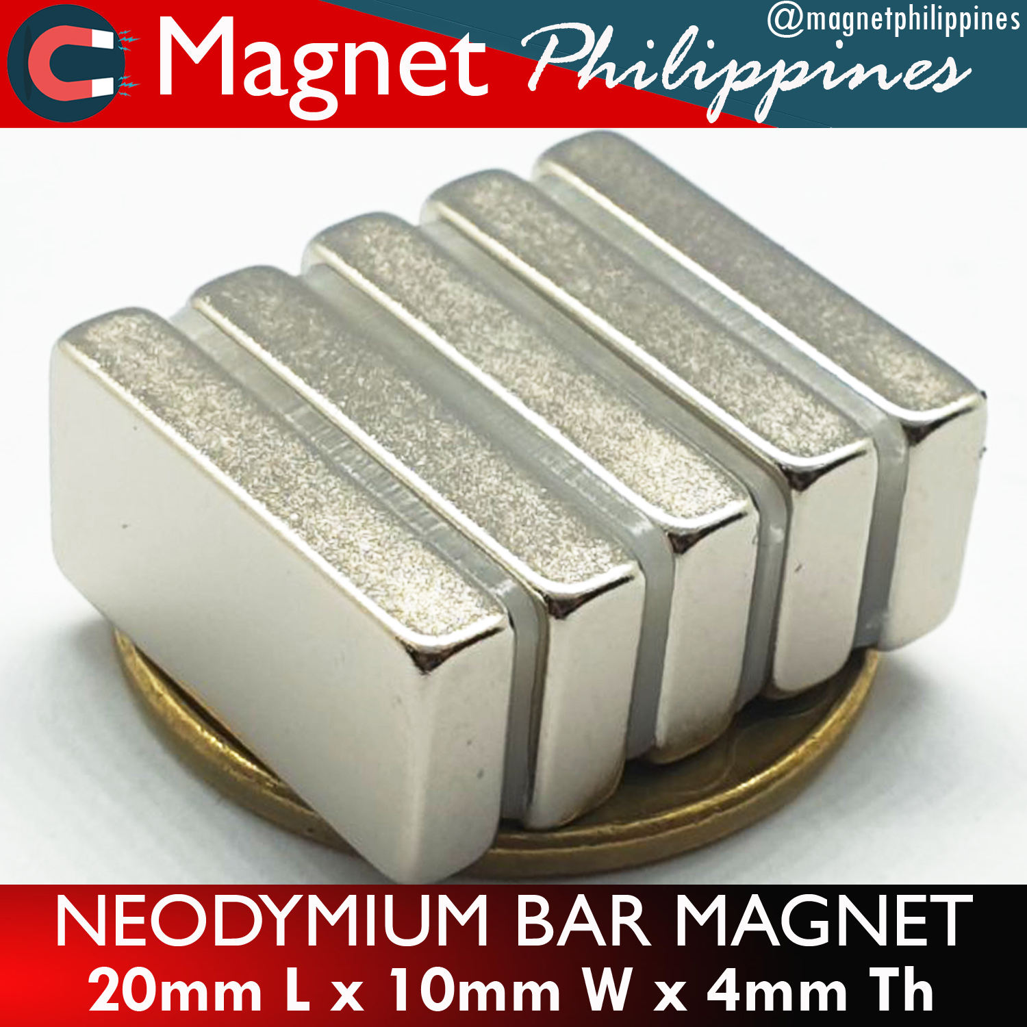 5 PIECES SET N52 Neodymium SMALL BAR 20mm L x 10mm W x 4mm Th