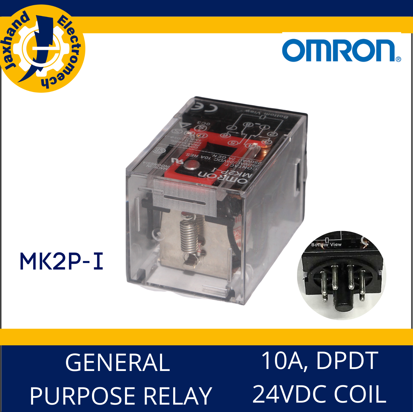 Omron Relay MK2PI, 10A 250VAC, 8PIN, 220VAC/24VDC with Socket General