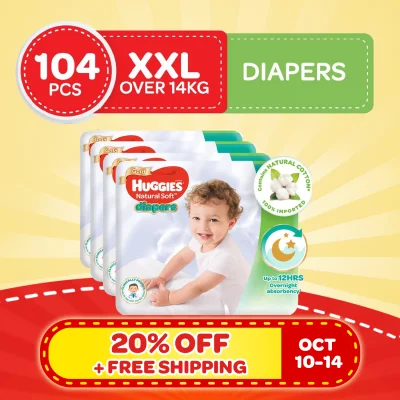 Huggies Natural Soft Diapers XXL - 26 pcs x 4 packs (104 pcs)
