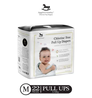 Applecrumby Chlorine-free Medium Pull-up/Pants Baby Diapers (5-10 kg) 22pcs x 1 pack