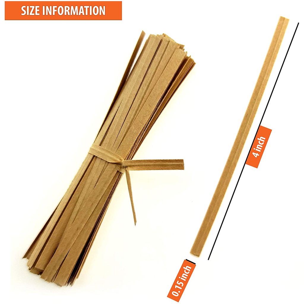 Kraft Paper Twist Ties 4 inches x 100 pcs for Packaging, Crafts, etc