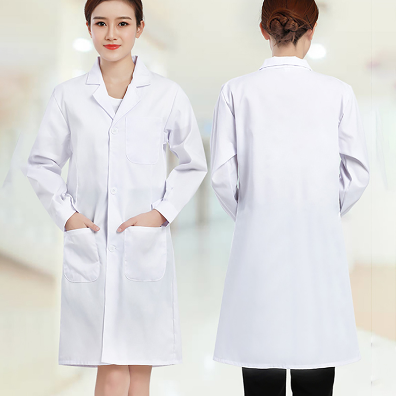 Nurse Uniform Laboratory Gown Fashion Slim Universal Long Sleeve White Scrub Suit for Doctors