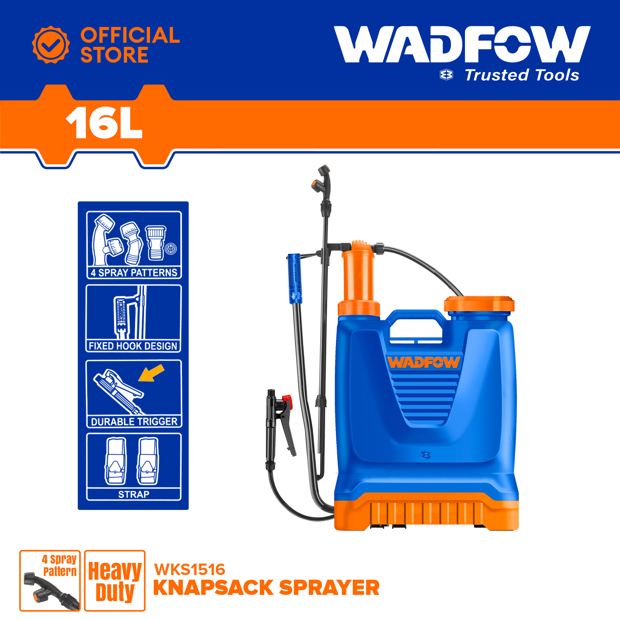WADFOW Knapsack Sprayer 16L M Manual Knapsack Sprayer Backpack Gardening  Tank Sprayer Garden Tools WKS1516 WHT