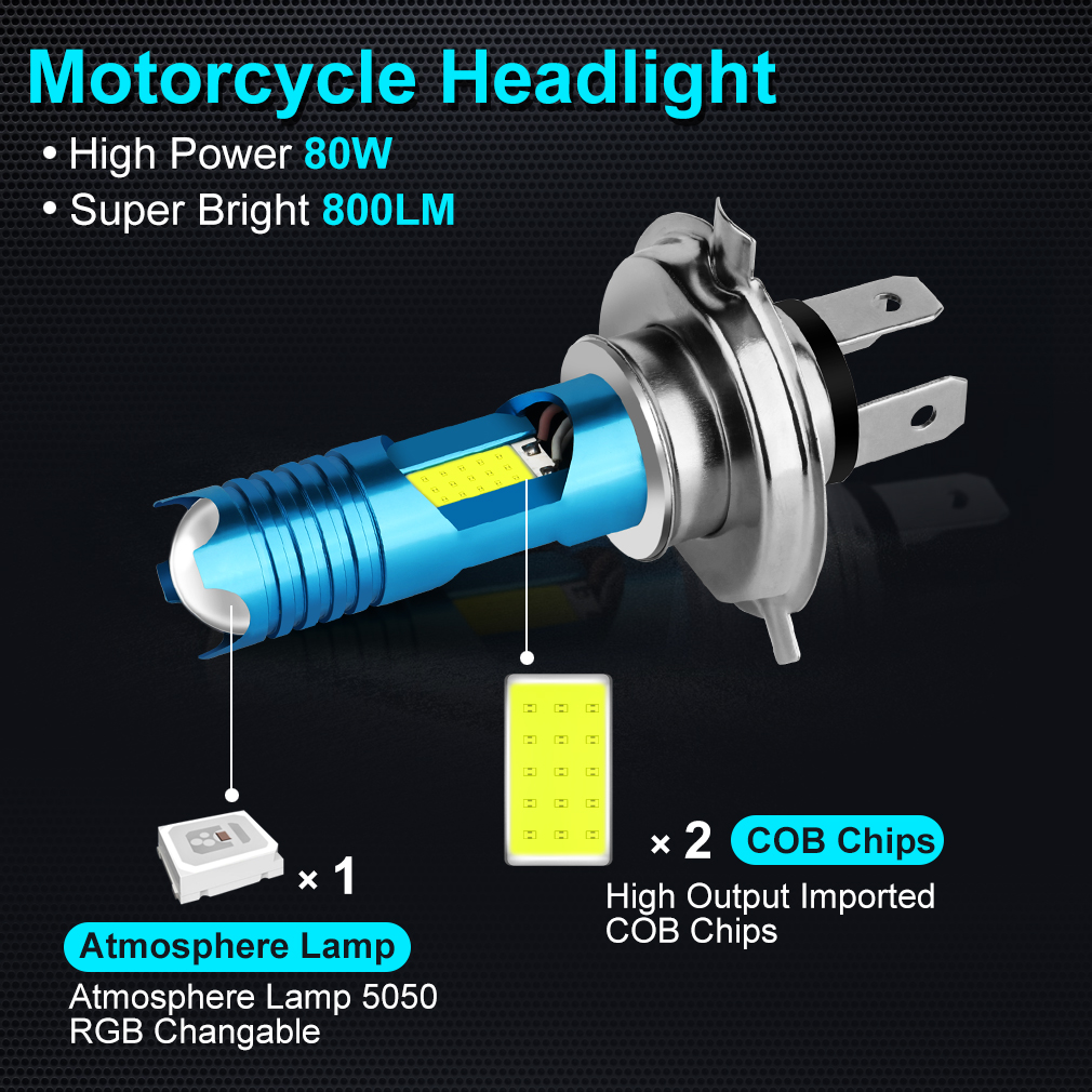 RGB Motorcycle Headlight LED H4 H7 P15D BA20D HiLow Canbus Led Bulb ...