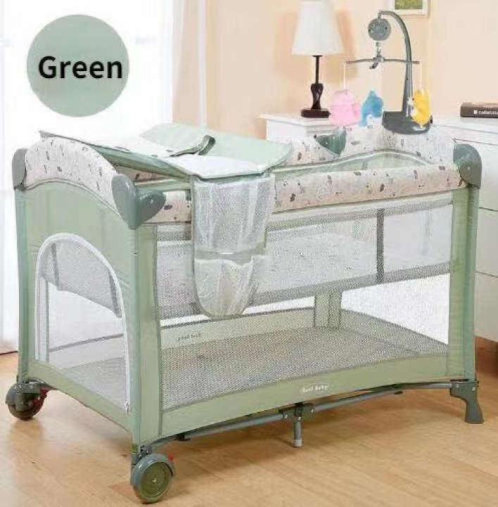 3 In 1 Baby Cribs Foldable Convertible Packaging and Cradle Large Capacity Basket Baby Cribs