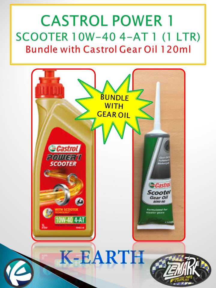CASTROL POWER 1 SCOOTER 10W40 4AT SYNTHETIC TECHNOLOGY 1LTR BUNDLE