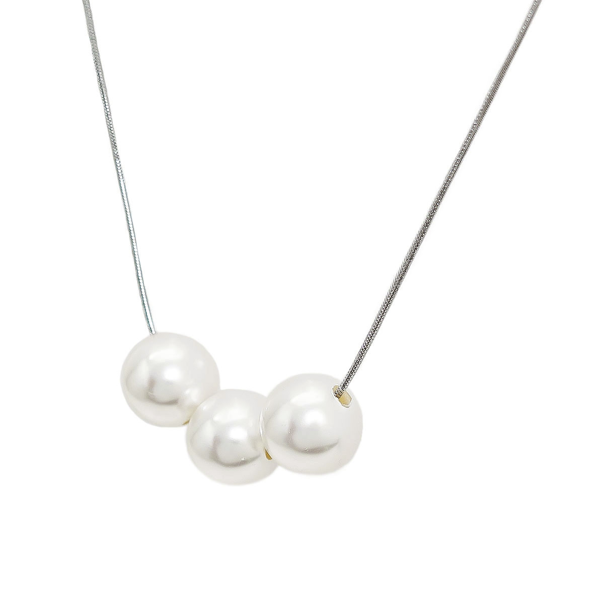 Imono Jewelry 10038IST 3-White Pearl Steel Necklace Lazada PH