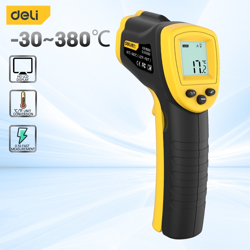 Deli Infrared Thermometer 30380℃ Noncontact Temperature Measuring
