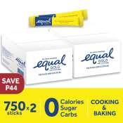 EQUAL Gold Zero Calorie Sweetener, 2 Boxes x 750 Sticks