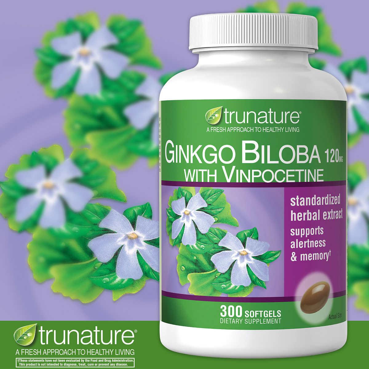 Trunature Ginkgo Biloba 120mg with Vinpocetine, 300 Softgels review and