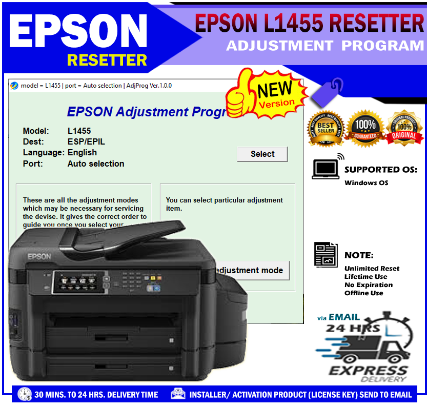 New Version Epson L1455 Resetter Adjustment Program Unlimited Lifetime Use For Windows Os 3760