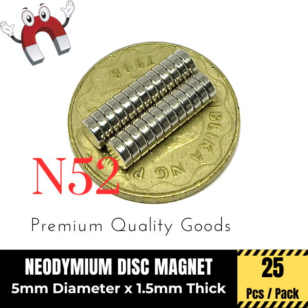 Power magnet, Disc 5x2 mm., Gold