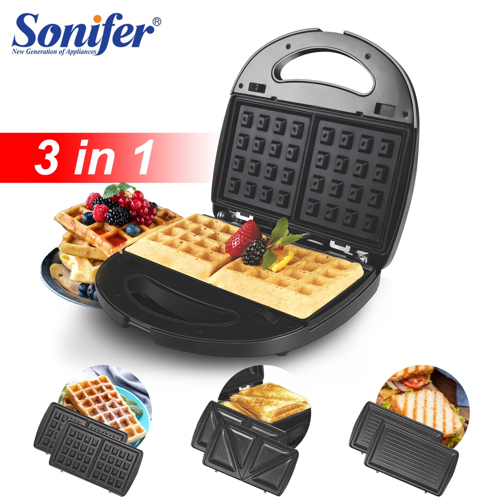 Sonifer 3 In 1 Electric Waffles Maker Sandwiches Press Bubble Egg Cake