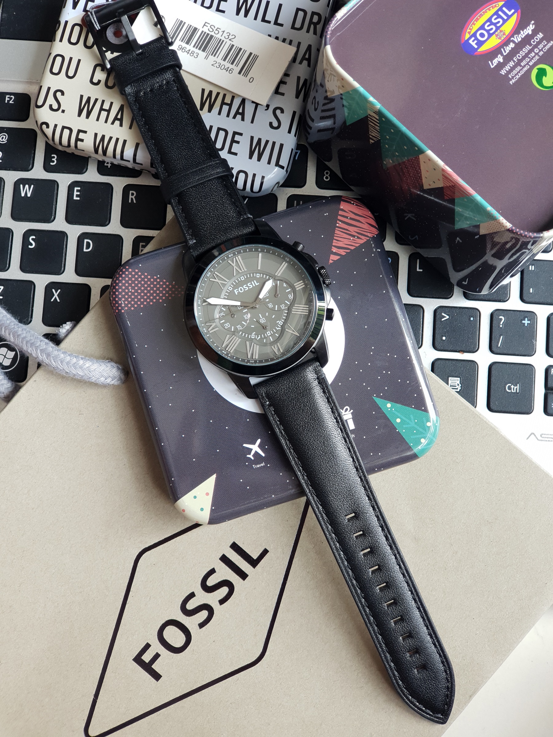Fossil Grant Black Dial Men's 