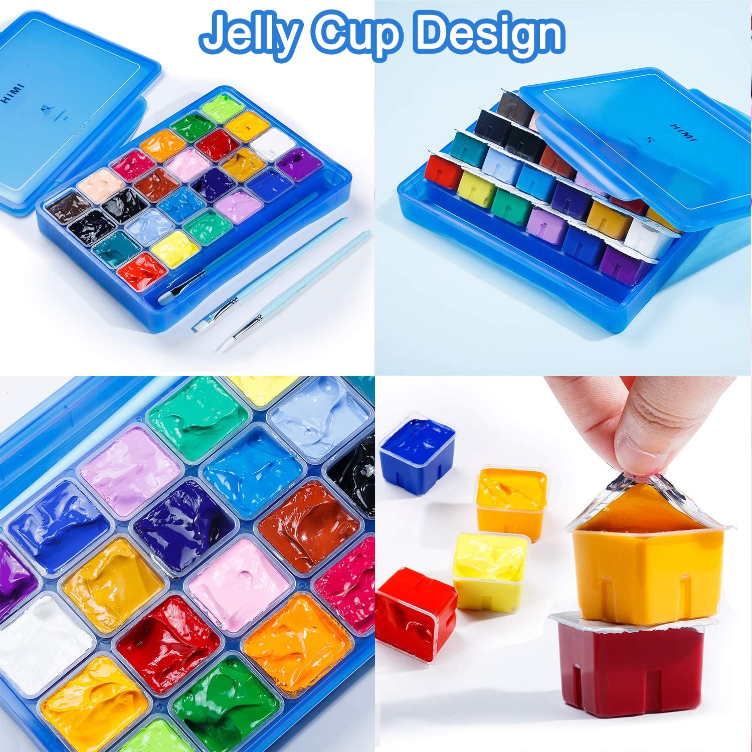 Gouache Paint Set, 24 Colors x 30ml Unique Jelly Cup Design in a Carry –  AOOKMIYA