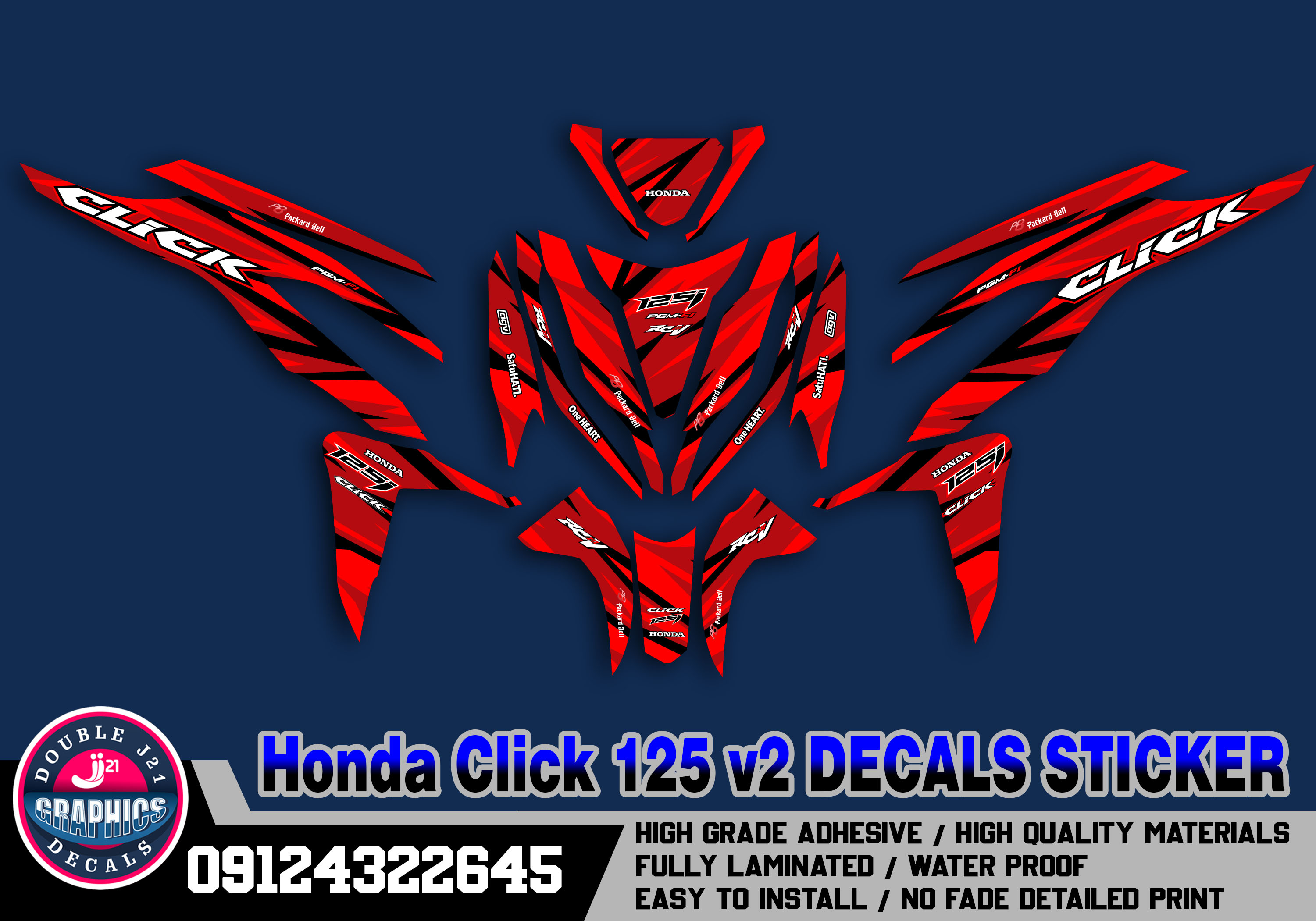 Honda Click 125i Red Decals Design 