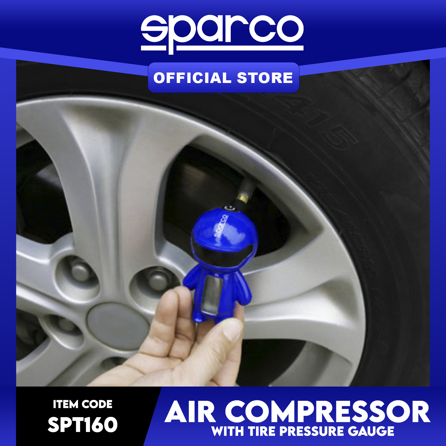 Sparco Corsa Air Compressor with Tyre Pressure Gauge SPT160