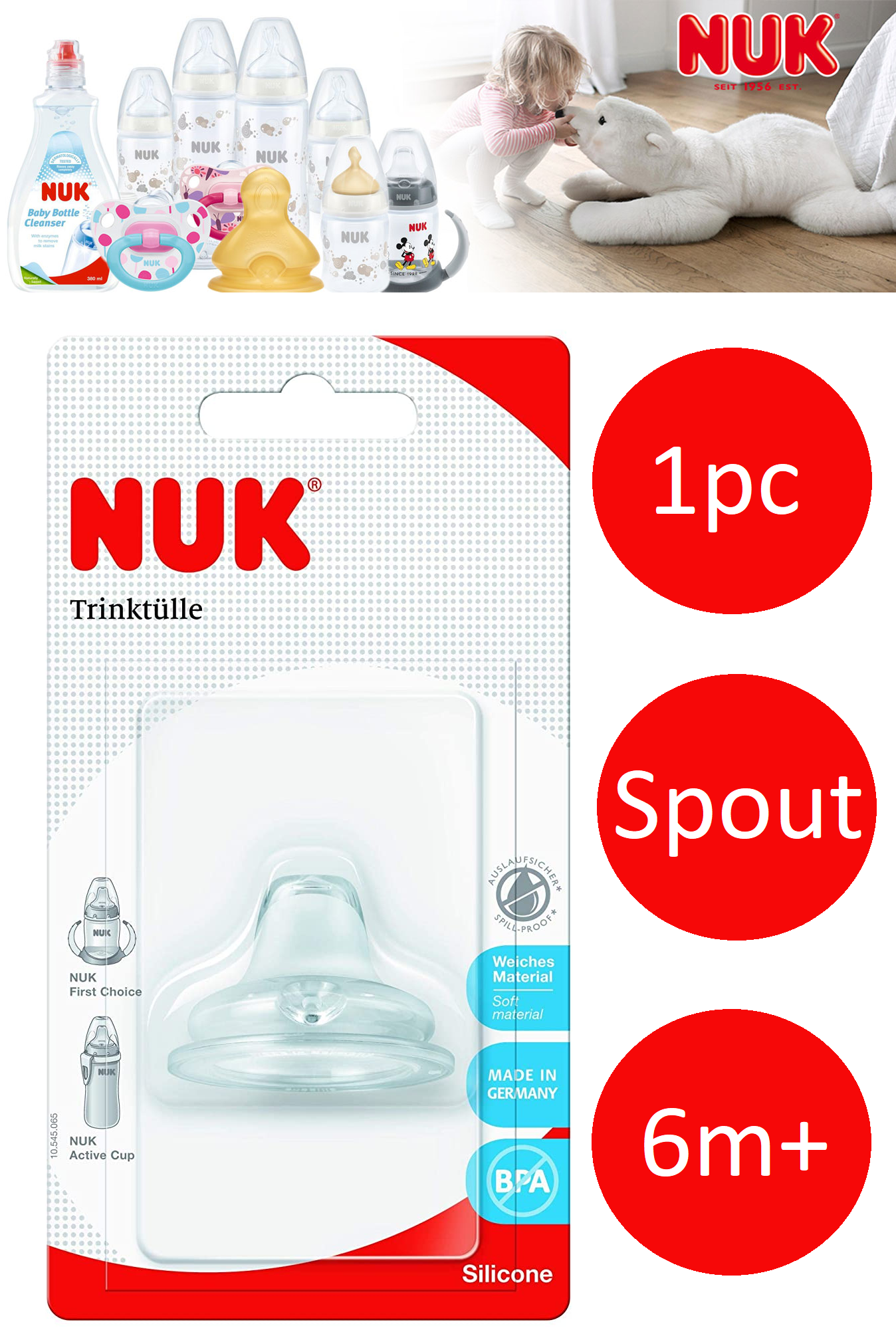 NUK First Choice Learner Cup Silicone Replacement NonSpill Spout 6mths+ (1 Pack) Lazada PH