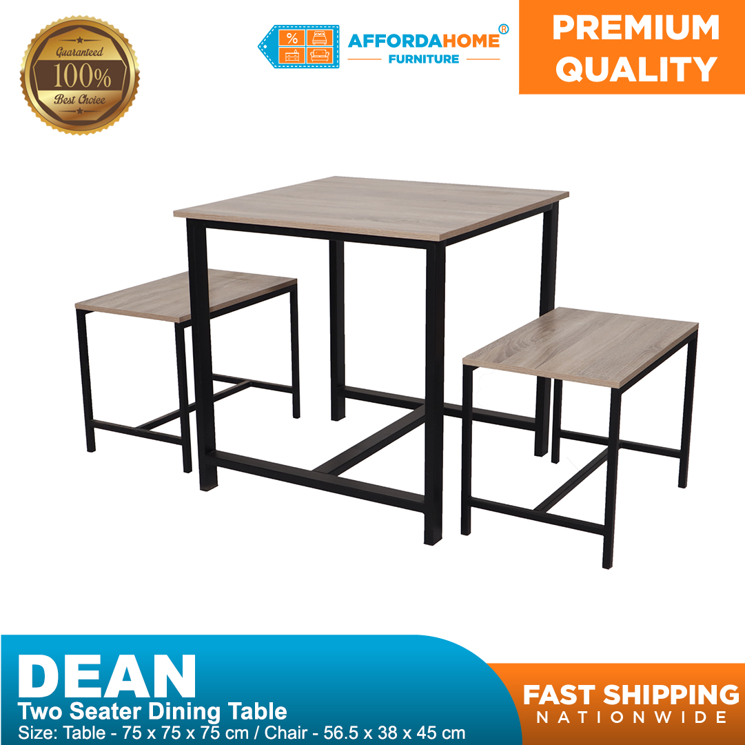 Dean Two Seater Dining Table Set Wood Metal Legs Sturdy Minimalist