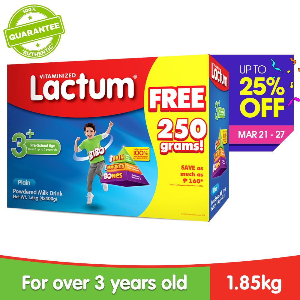 Lactum 3+ Plain Powdered Milk Drink 1.6Kg with Free 250g