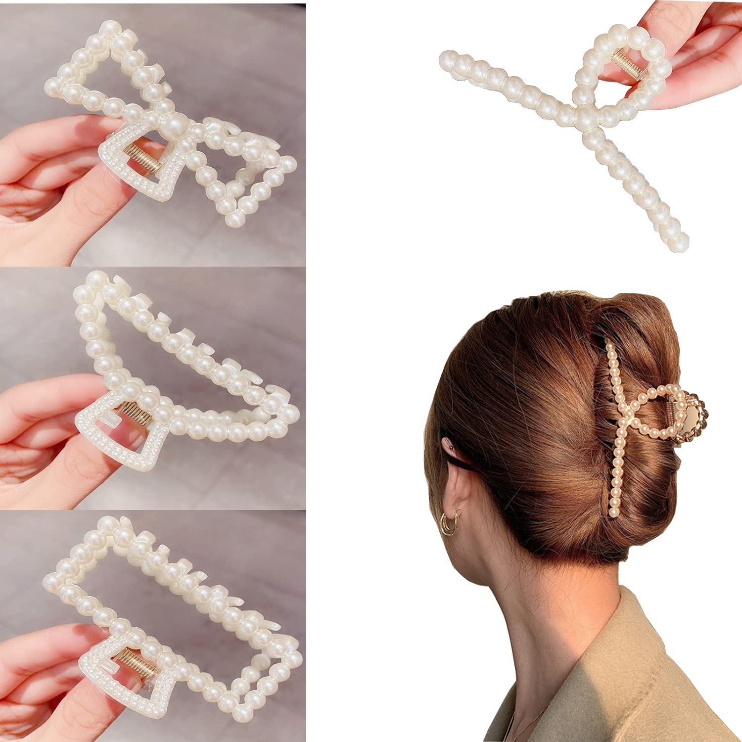 Large Pearl Hair Claw Clips - White Pearl Claw Hair Clips Thick Long Hair  Jaw Clips Hair Accessories for Women and Girls | Lazada PH