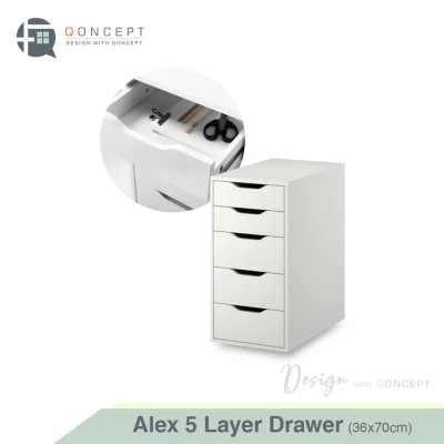 Qoncept Furniture ALEX 5 Layer Drawer Unit 36x70cm (White)