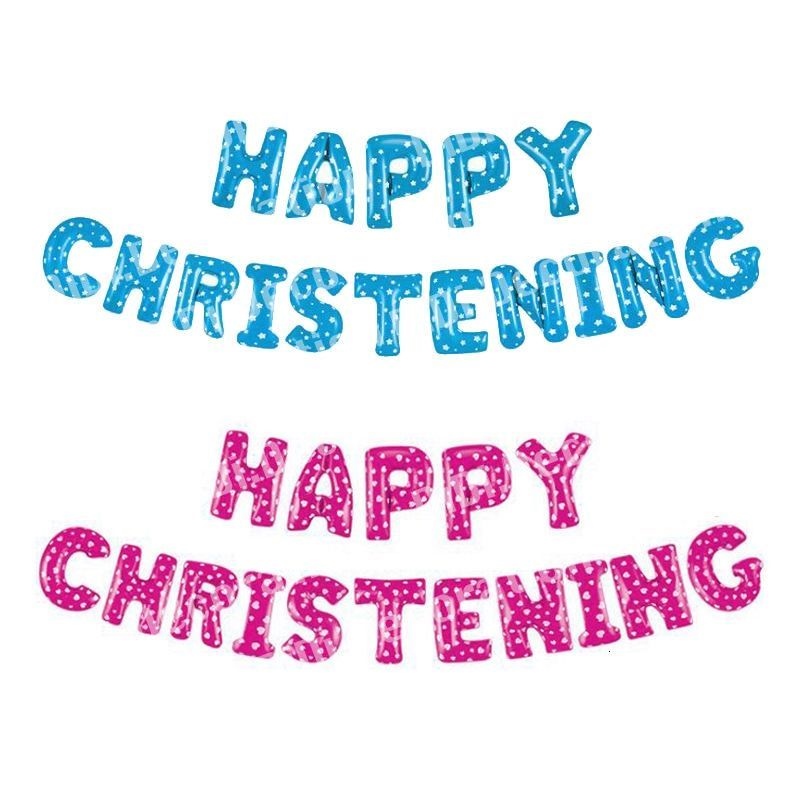 16pcs/set Happy Christening Balloons 16inch Letter Balloons Party Decor