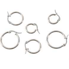 3 pairs 15mm 20mm 25mm Stainless Steel Hoop Huggies Earrings Set Woman