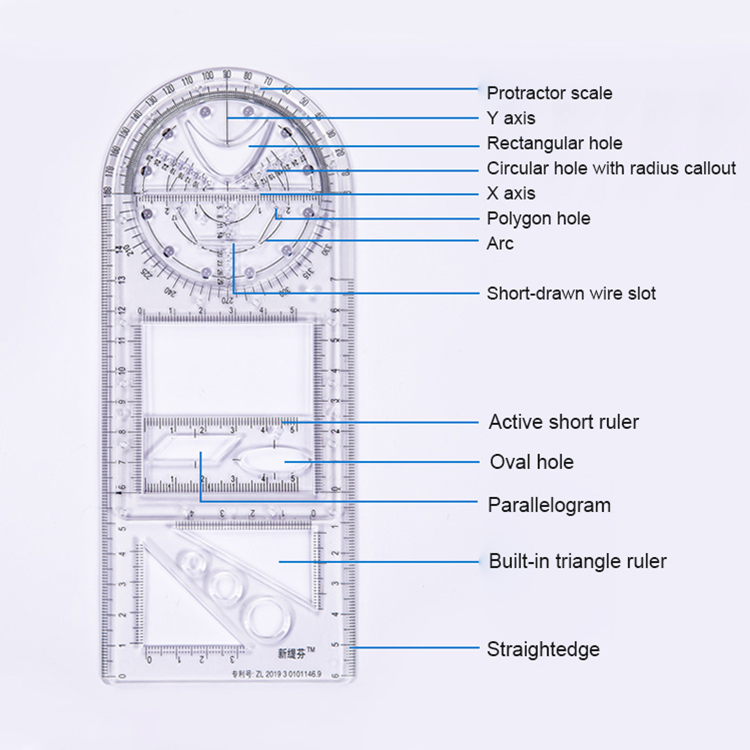 Rotating Multifunctional Drawing Ruler Scale Ruler Stationery Set ...