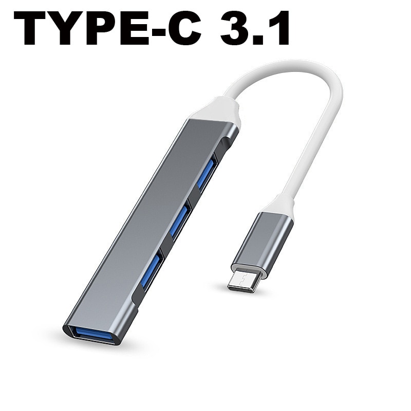 3IN1 120CM 7 Ports USB 3.0 Hub Splitter High Speed Multi Adapter Expander  Cable +5V 2A AC DC POWER + USB TO TYPE-C 3.1PLUG
