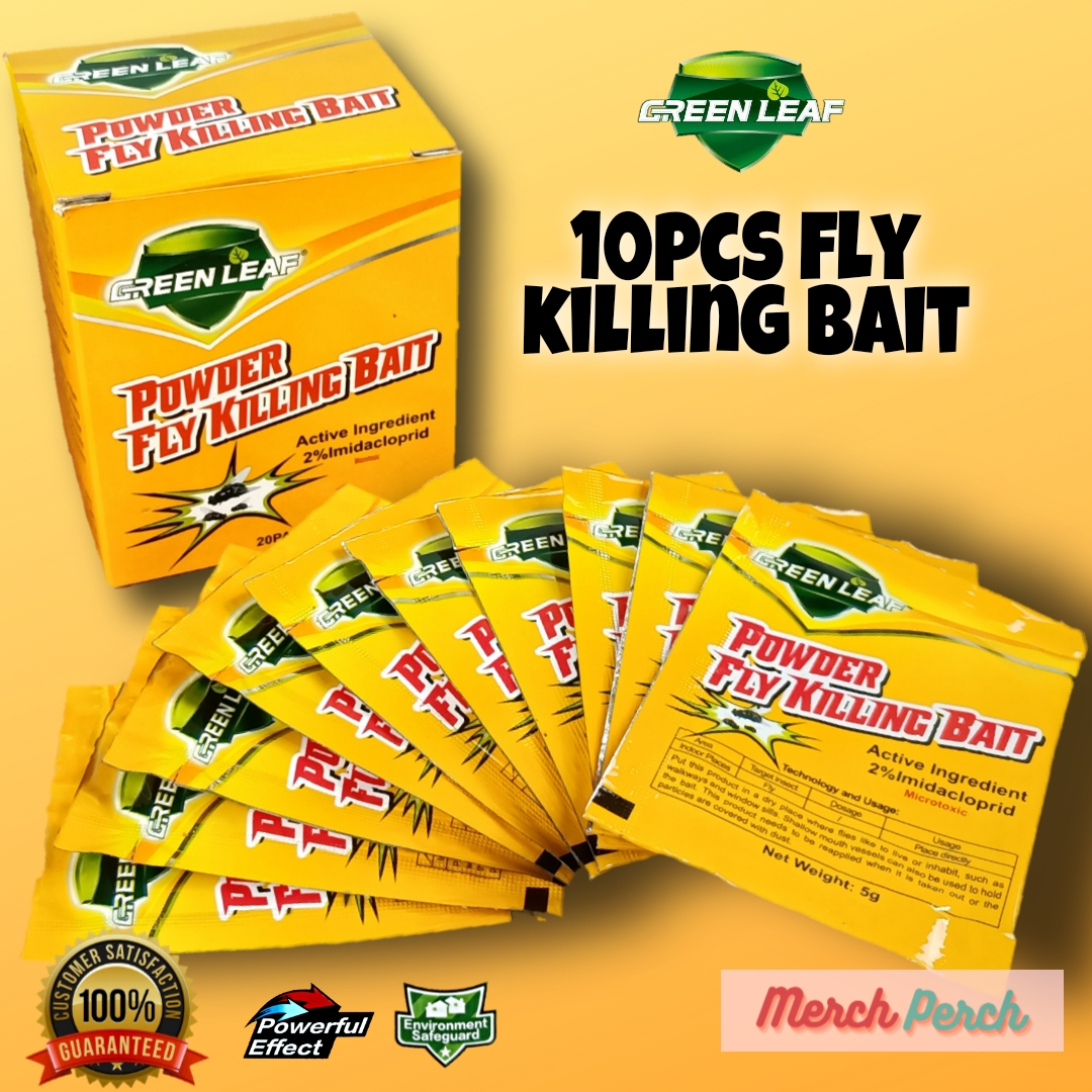 Effective Green Leaf Powder Fly Killing Bait (10 pieces) pests