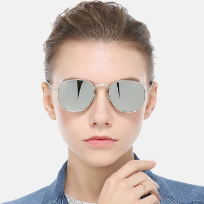Lady Polygonal Retro Sunglasses Women Metal Small Frame Glasses Fashion Colorful Mercury Joker Wild Sunglasses