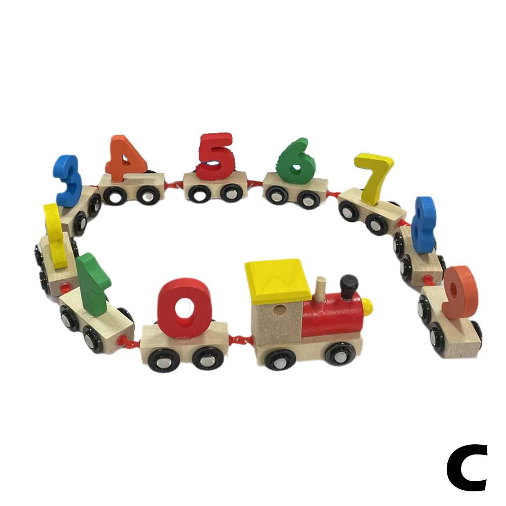 Wooden Numbers Letters Train Set Toddler Preschool Learning