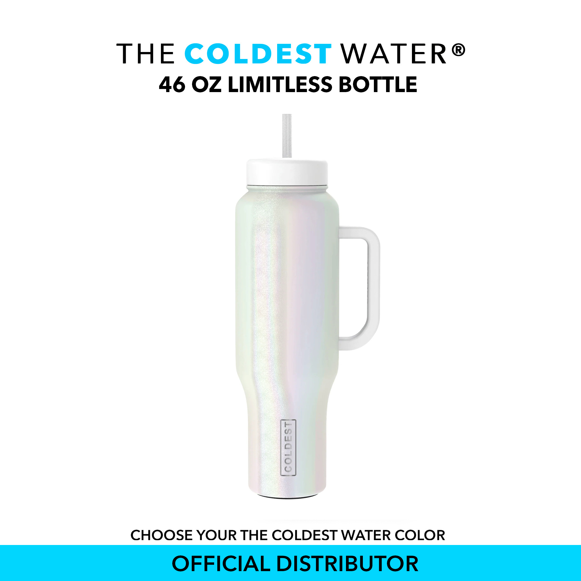 Coldest Limitless Bottle - Water Bottle with Handle and 3 Lids Black Leopard / 46oz