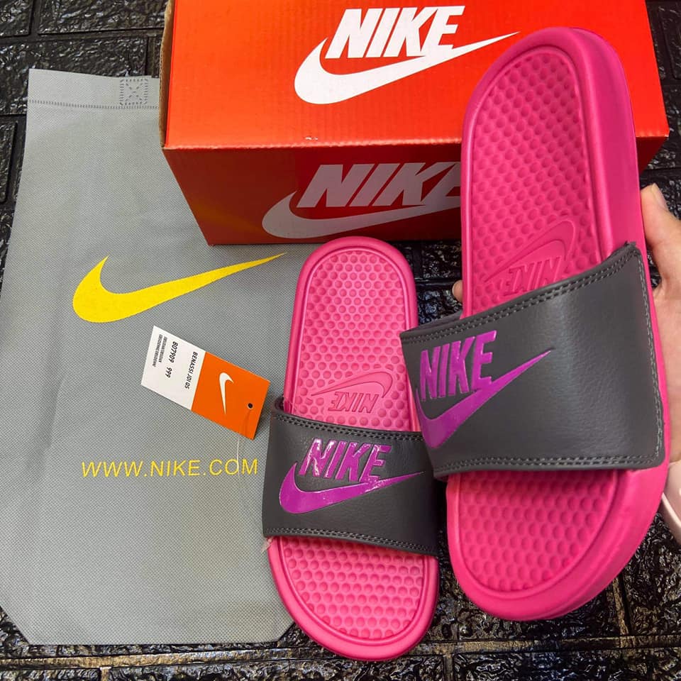 nike benassi just do it slides women's pink