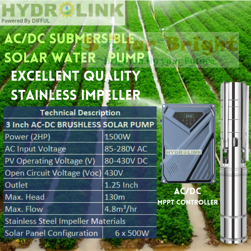 750W 1HP 1500W 2HP 3 Inch AC-DC SUBMERSIBLE Solar Water Pump Inclusions ...