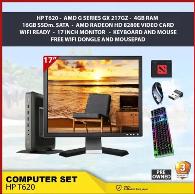 DESKTOP PC COMPUTER SET PACKAGE ( HP THIN CLIENT AMD DUAL CORE / AMD G SERIES / 4GB RAM / 16GB SSD FAST BOOTING 17" MONITOR MOUSE KEYBOARD GOOD FOR ONLINE SCHOOLING