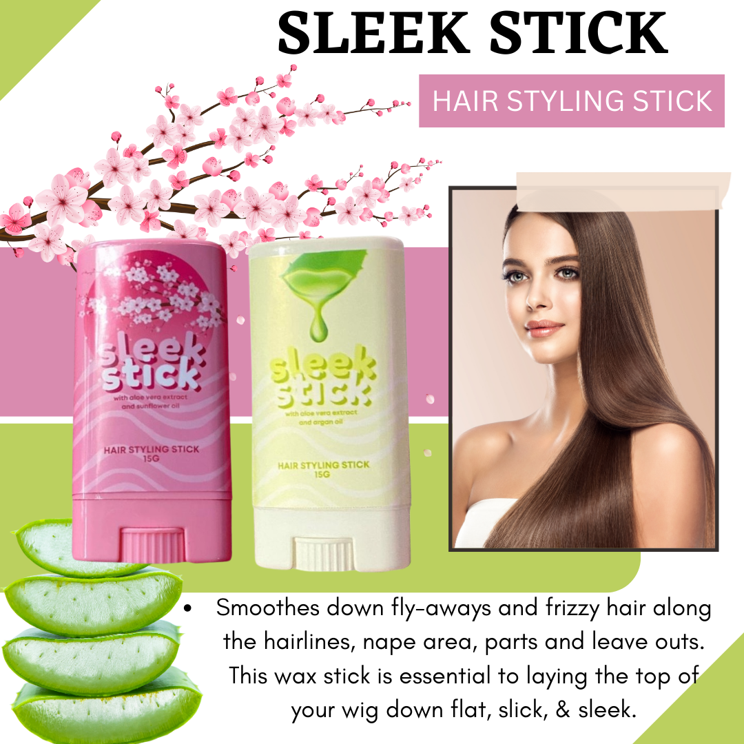 ORIGINAL SLEEK STICK HAIR STYLING STICK 15G, WITH ALOE VERA EXTRAC,T ARGAN  OIL AND SUNFLOWER OIL HAIR STYLING WAX NON GREASY STYLING WAX FOR FLY AWAY  EDGE FRIZZ HAIR BABY MEN AND