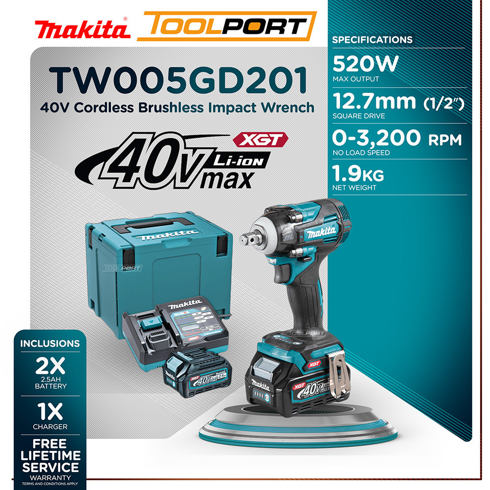 Makita TW005GD201 40V Cordless Brushless Impact Wrench (XGT Series