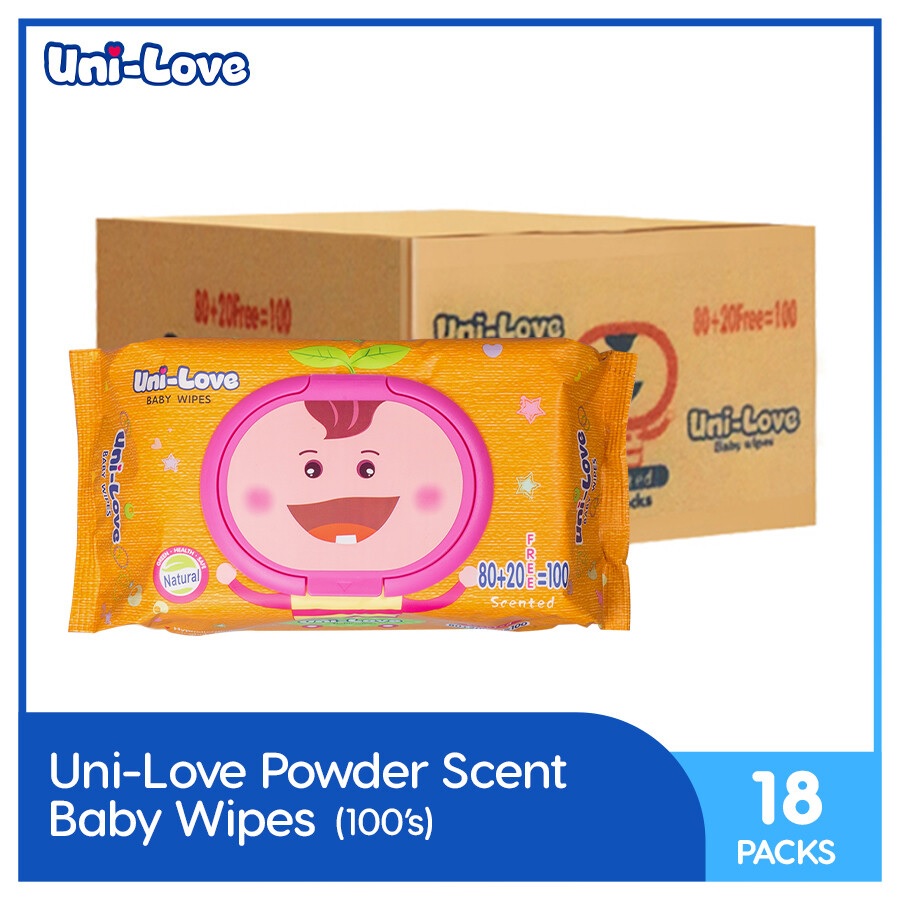 UniLove Powder Scent Baby Wipes 100's Pack of 18 (1 Case) Lazada PH