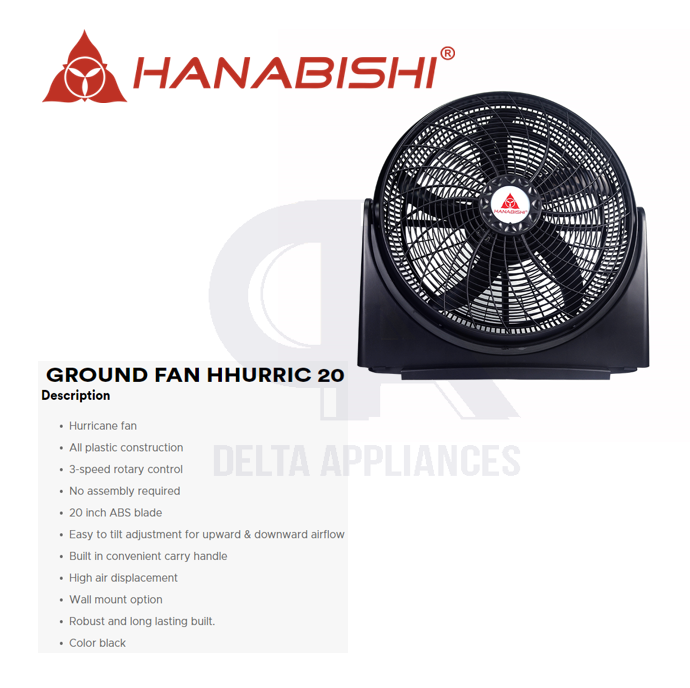 Hanabishi Ground Fan 20 Inch Hurricane Fan Original 1 Year