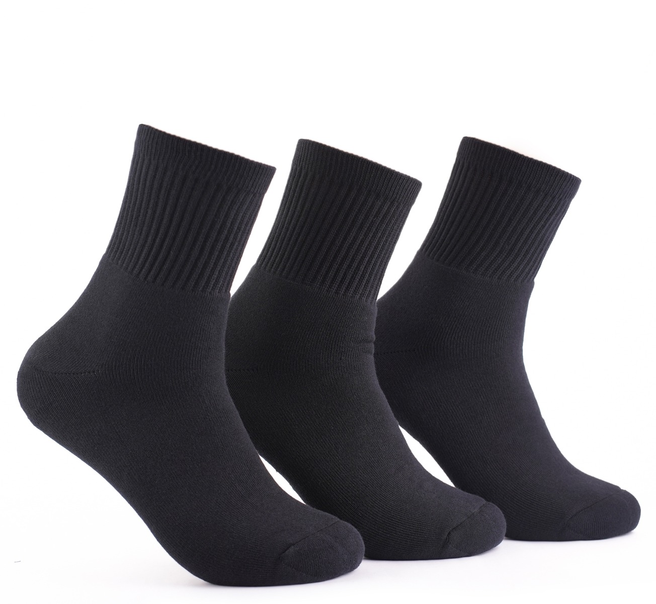 Iconic Mens in Basic Athletic Plain Crew Length Sports Socks in Black