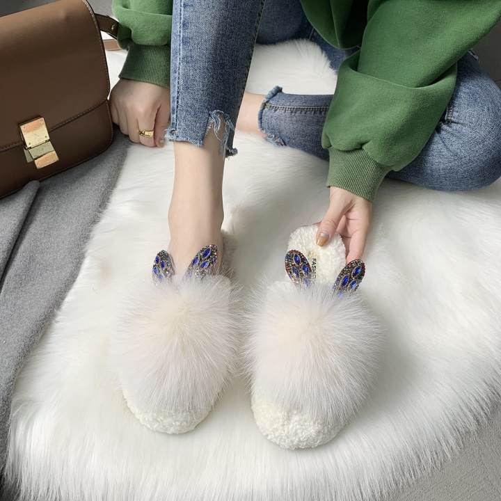 chanel fluffy slippers