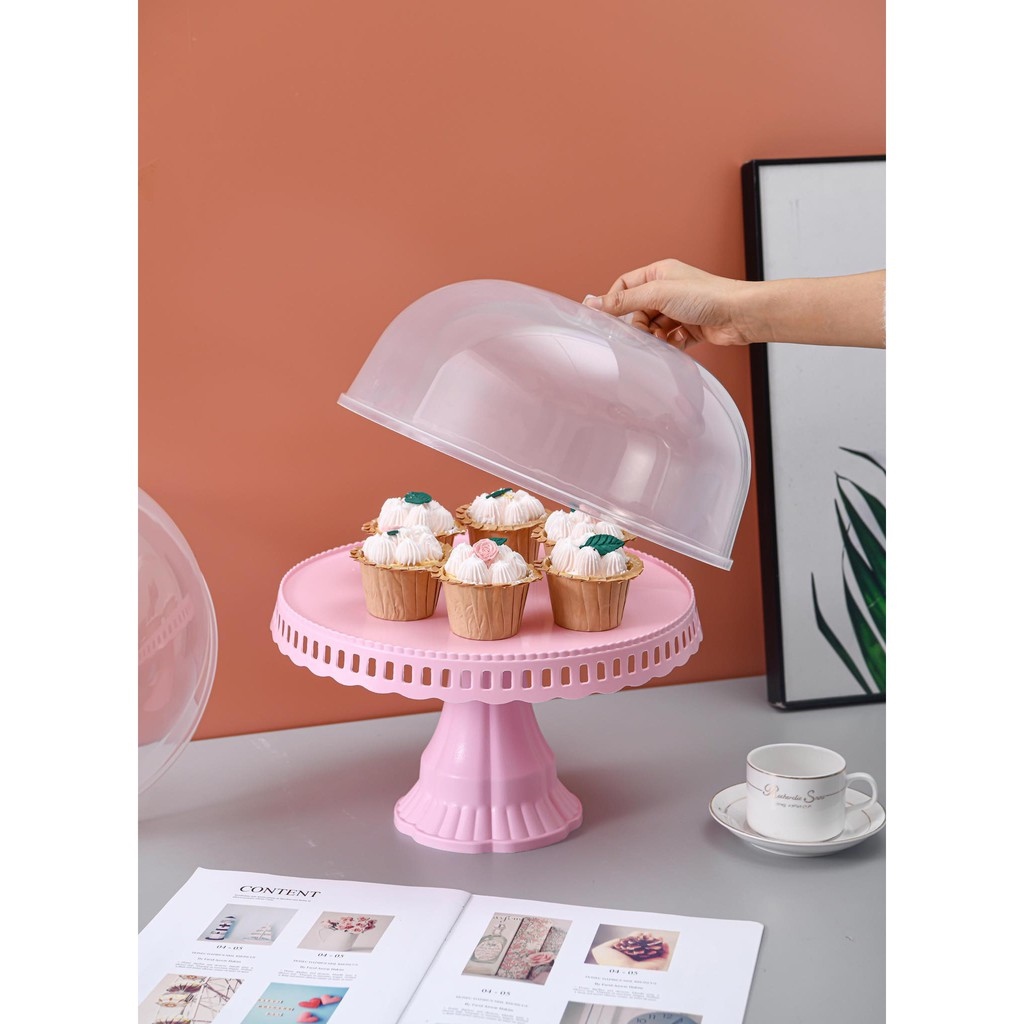 Kitchen supplies LT cake high base tray cake stand with cover high quality cake stand affordable