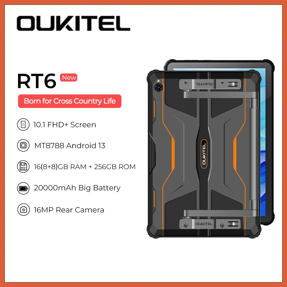 [World Premiere] Oukitel RT6 20000mAh Rugged Tablets 16GB 256GB 10.1 FHD+  Android 13 MTK8788 Tablet PC 16MP Camera 33W Tablet